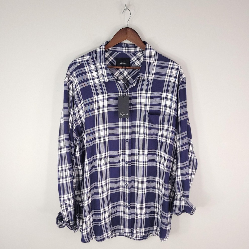 Rails Shirt Mens 2XL Plaid Lennox Arcticโ Lightweight Linen Blend Casual